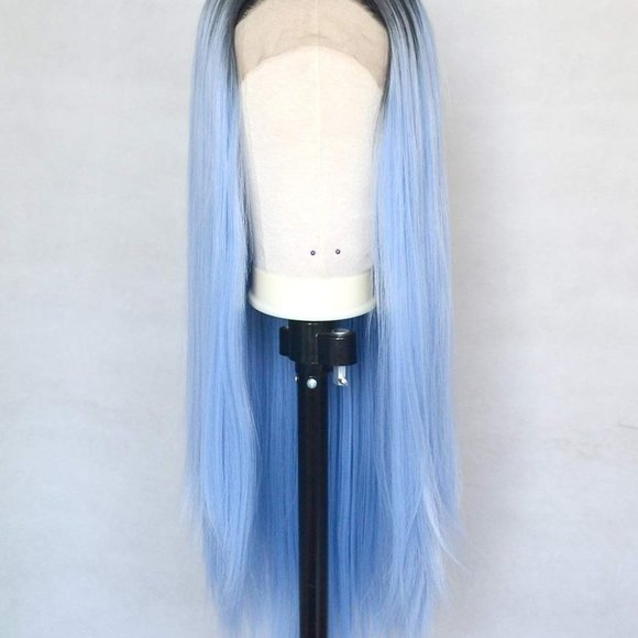 Ombre Ice Blue Lace Front Wigs - Picture 3 of 6